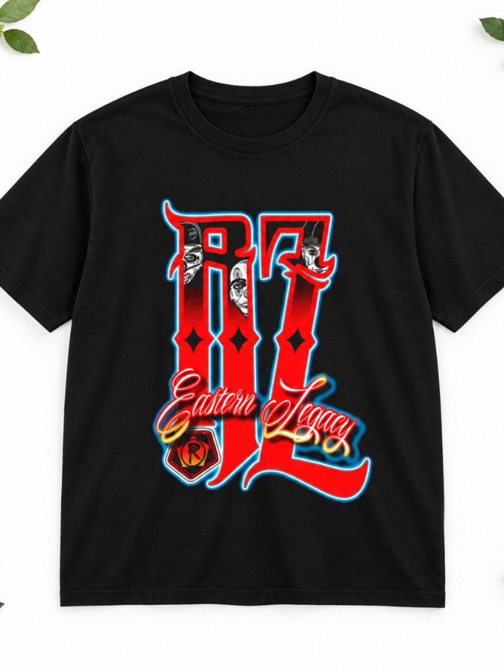 Red Neon Graffiti Letters T-Shirt Black Old English Script Streetwear Tee Unisex